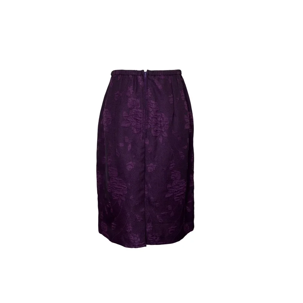 Vintage Jessica Howard Purple Floral Jacquard Skirt Suit‎ Set Size 6 Made in USA